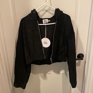 Princess Polly Zip Up Black Corduroy Jacket